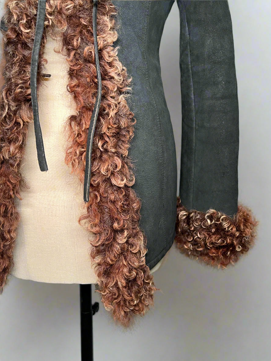 Suede Coat with Fur Trim