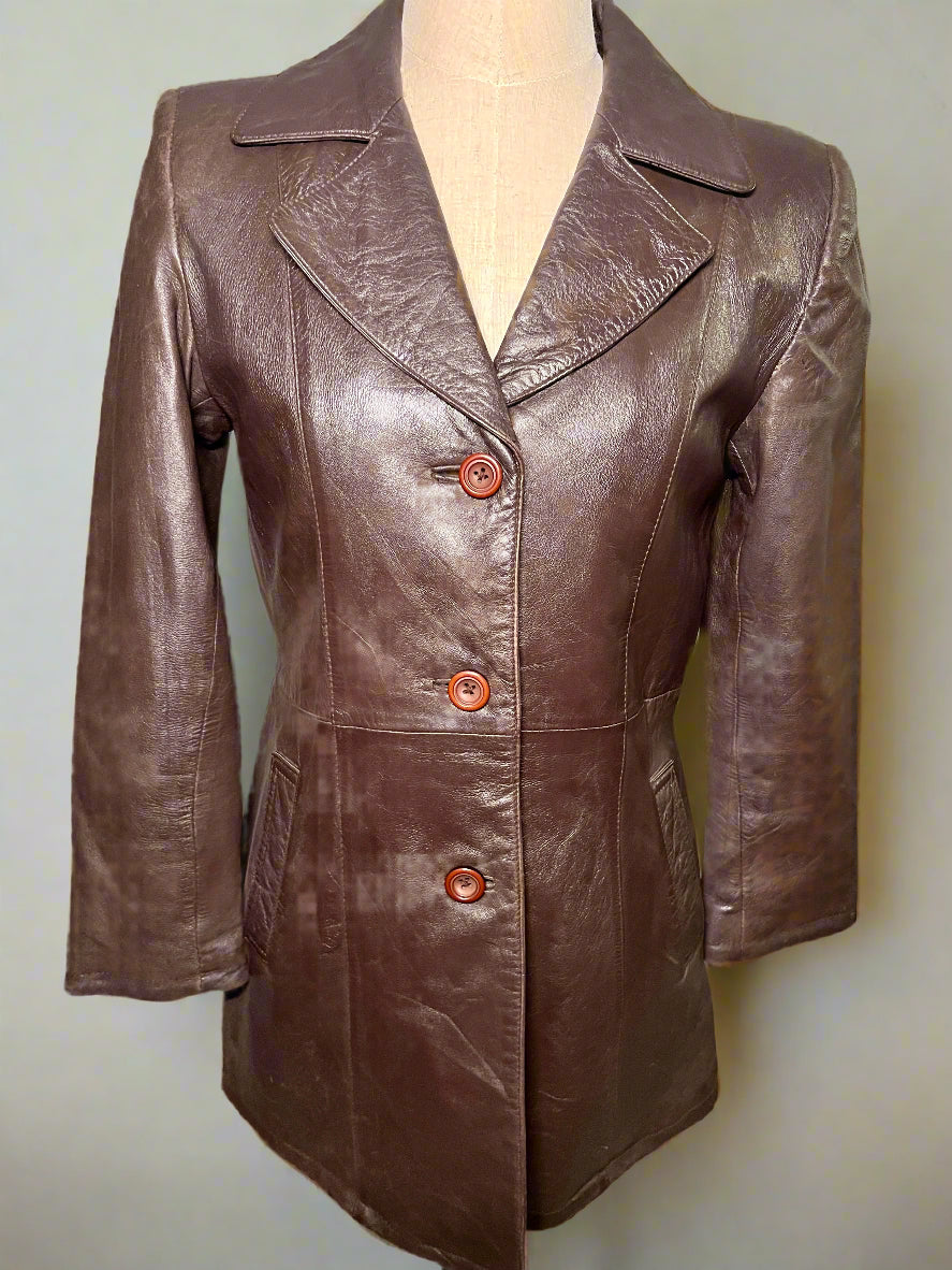 Short Brown Leather Jacket