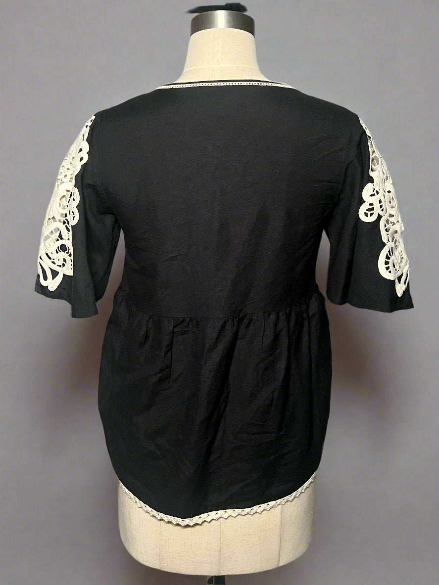 Black Top with Lace Detail