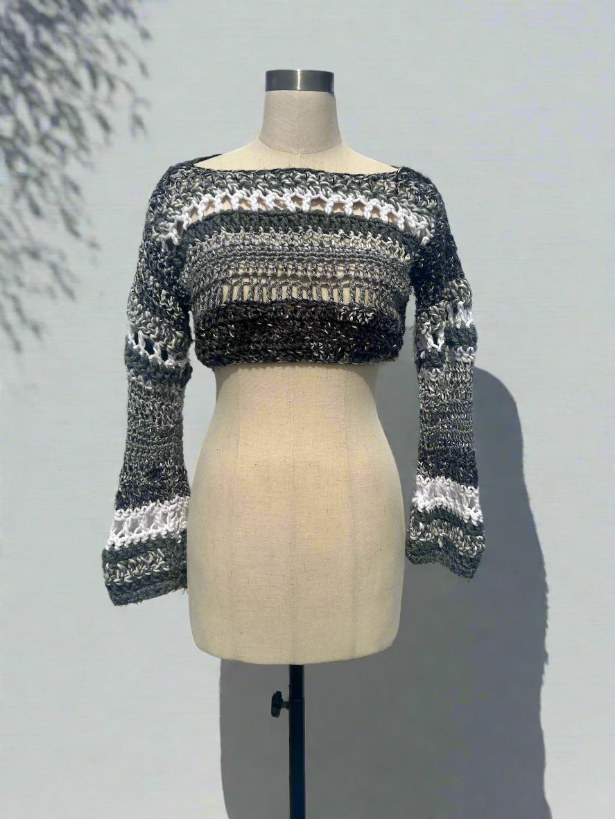 Gray Crochet Crop Jumper