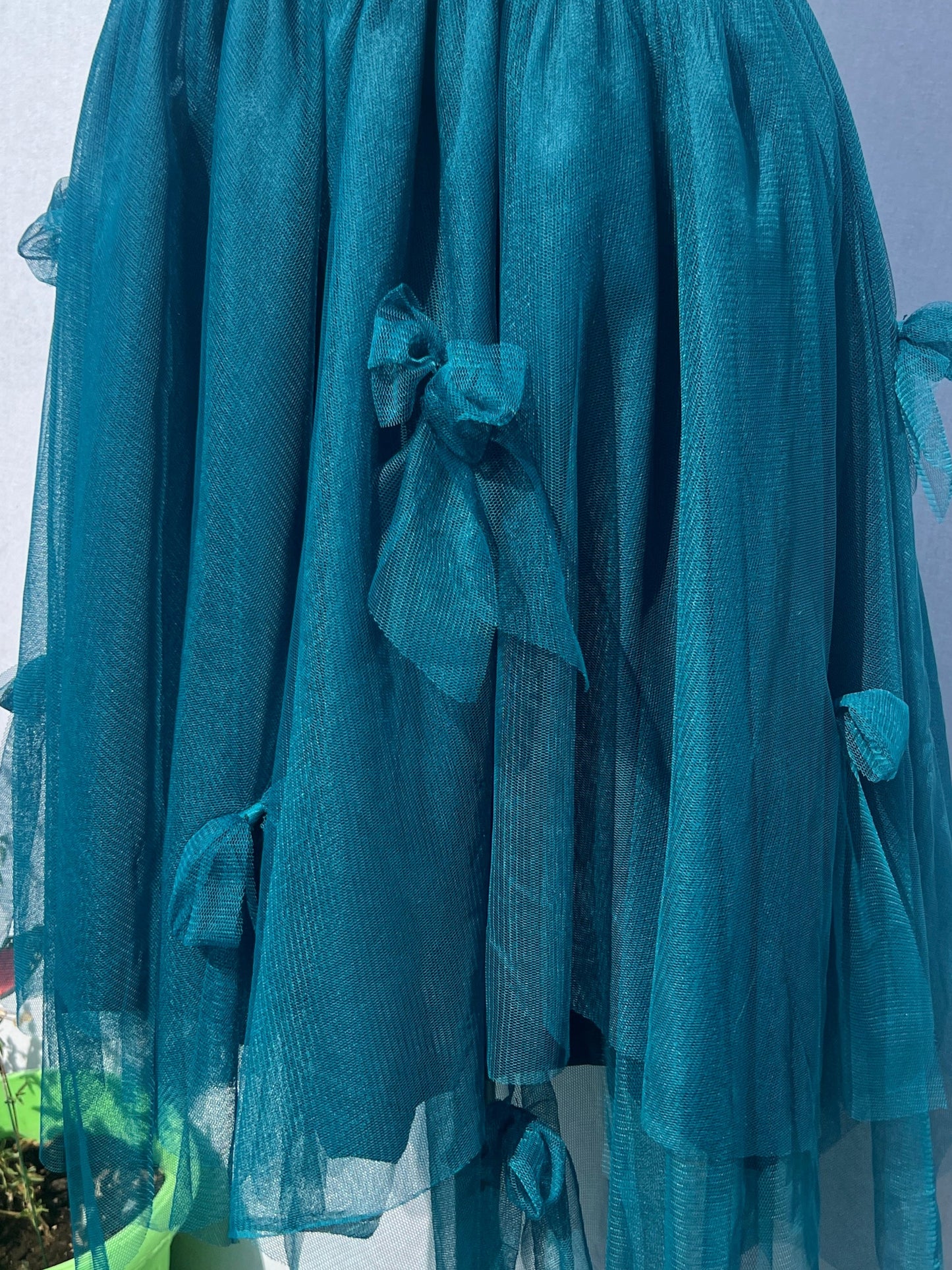 Teal Tulle Midi Skirt