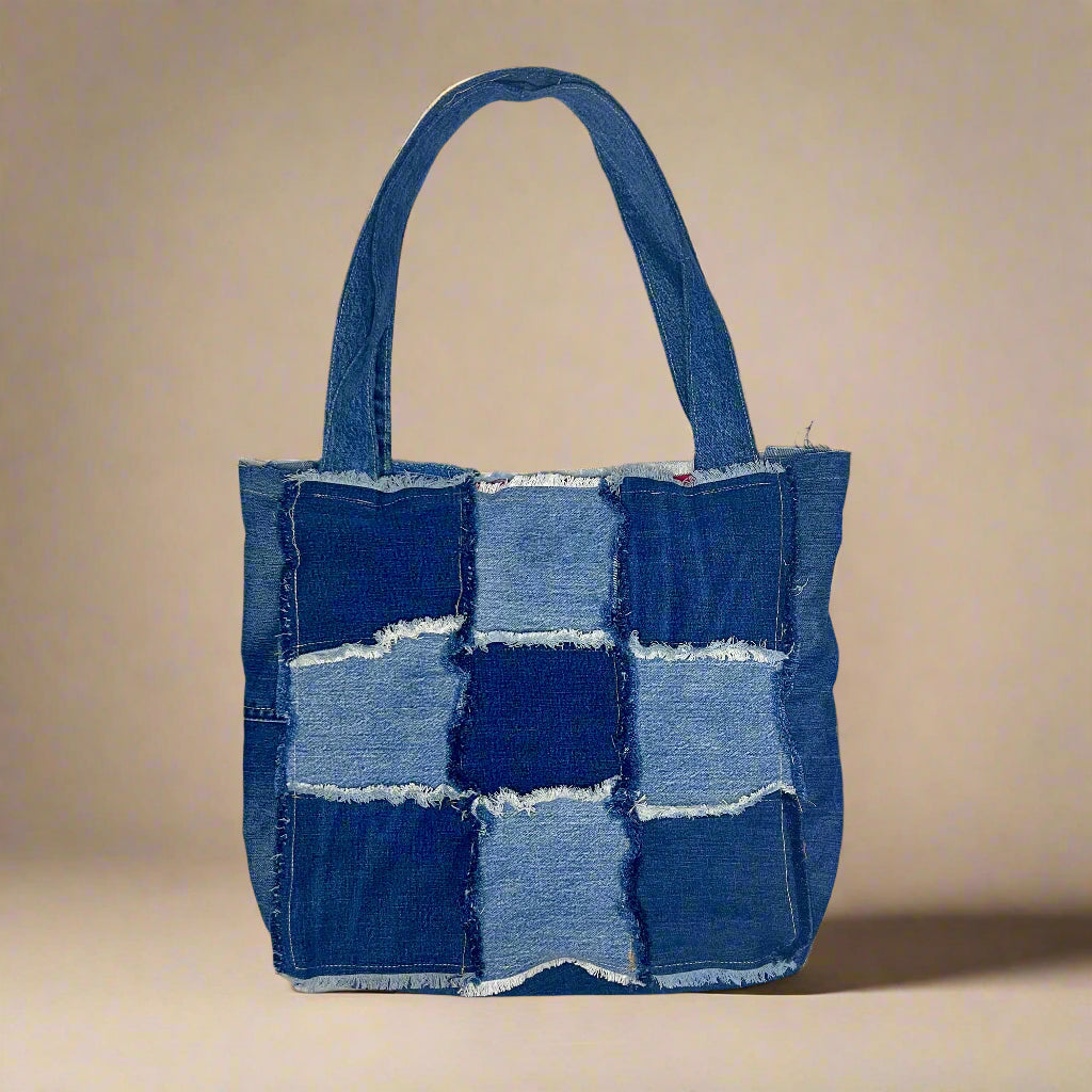 Dark Denim Patchwork Tote