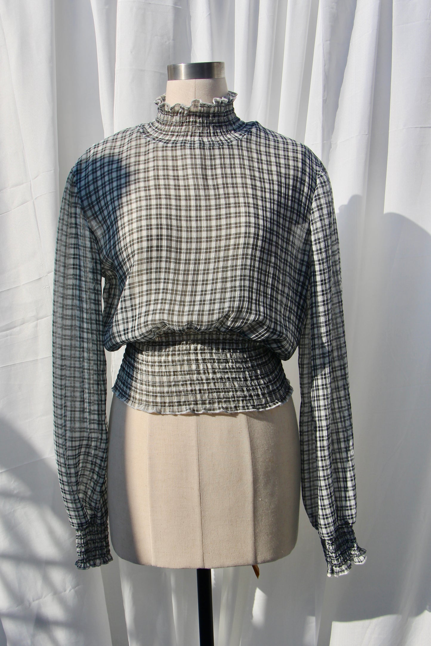 Sheer Gingham Blouse