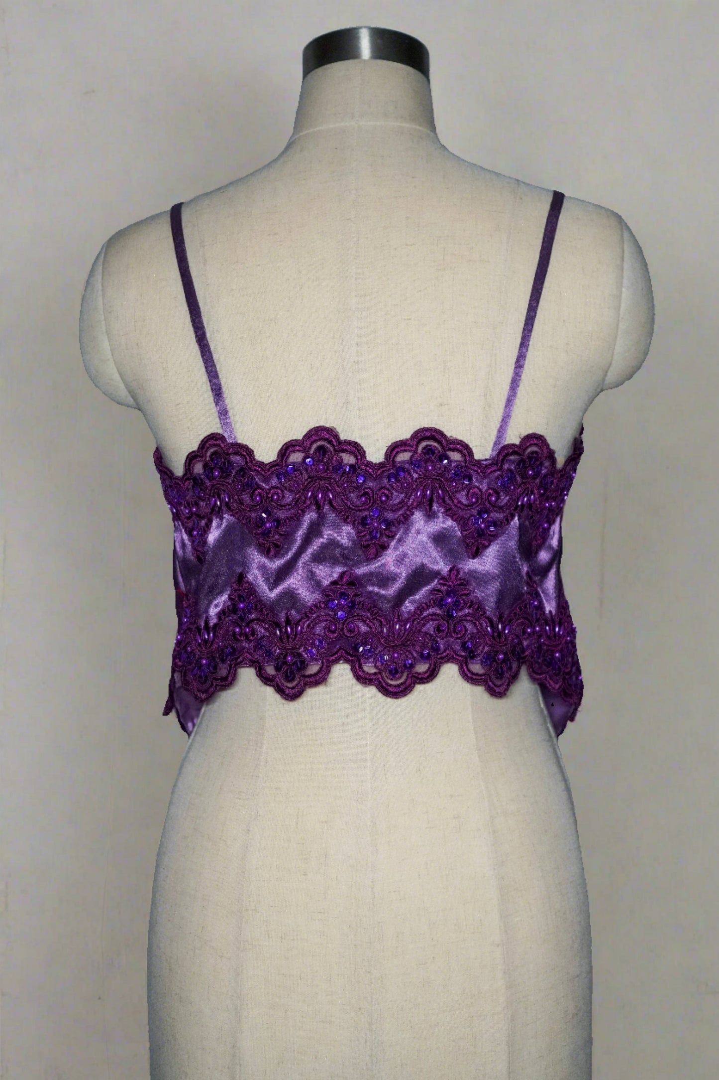 Purple Satin Top with Lace