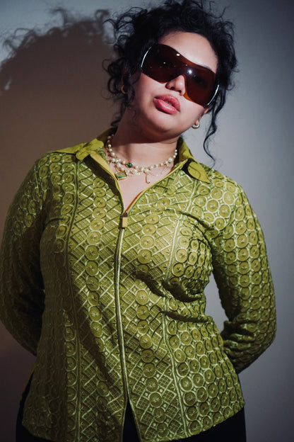 Green 70s Blouse