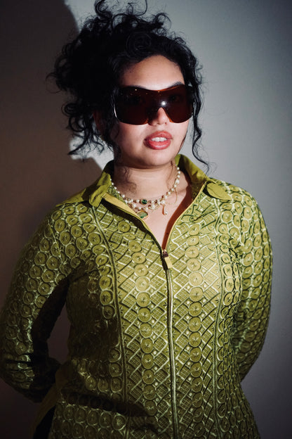 Green 70s Blouse