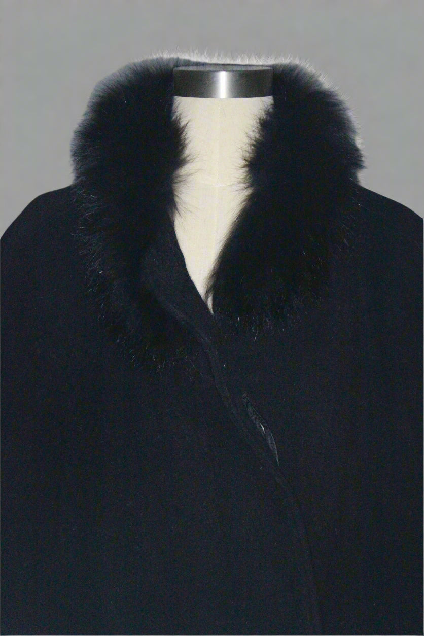 Fau Fur Trim Cape Coat