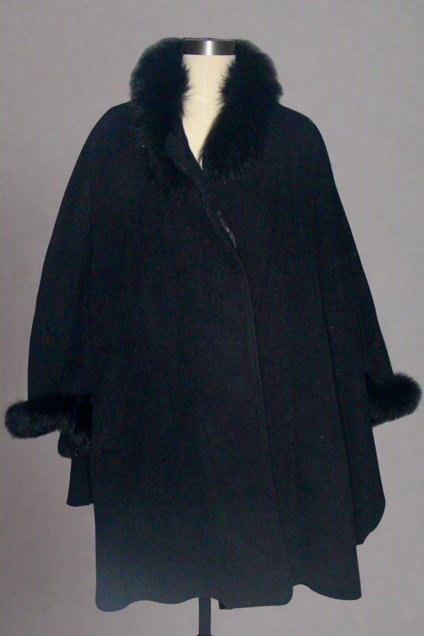 Fau Fur Trim Cape Coat