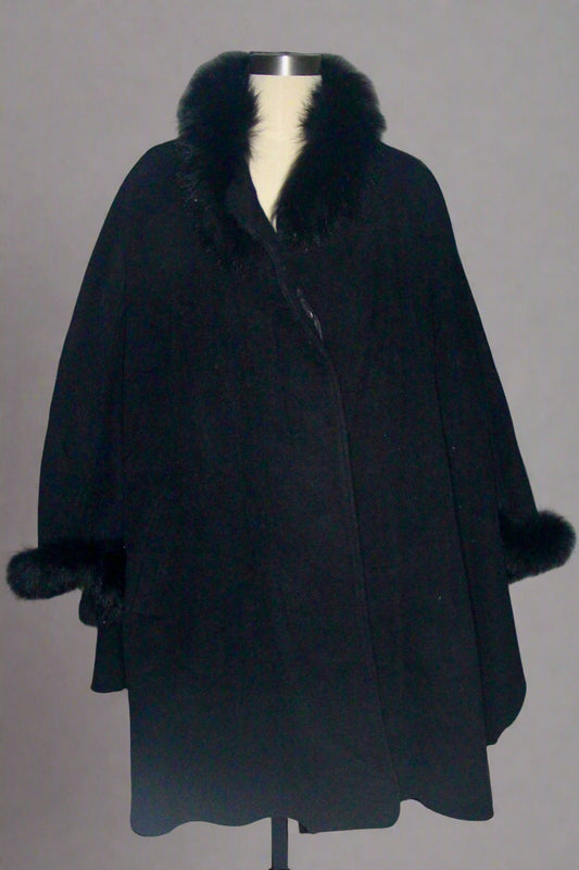 Fau Fur Trim Cape Coat