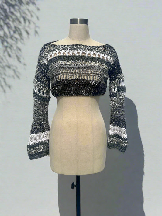 Gray Crochet Crop Jumper