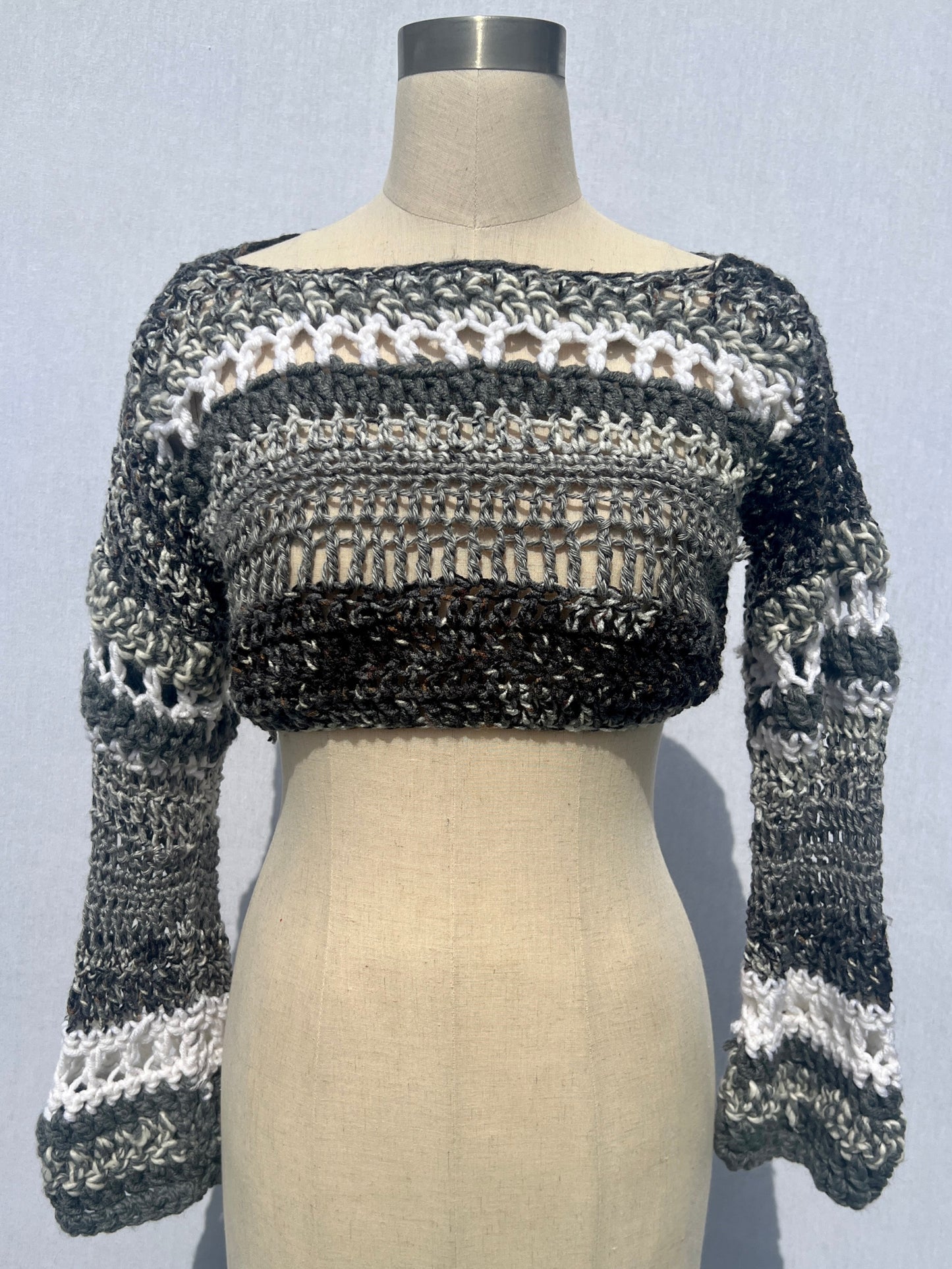 Gray Crochet Crop Jumper