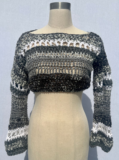 Gray Crochet Crop Jumper