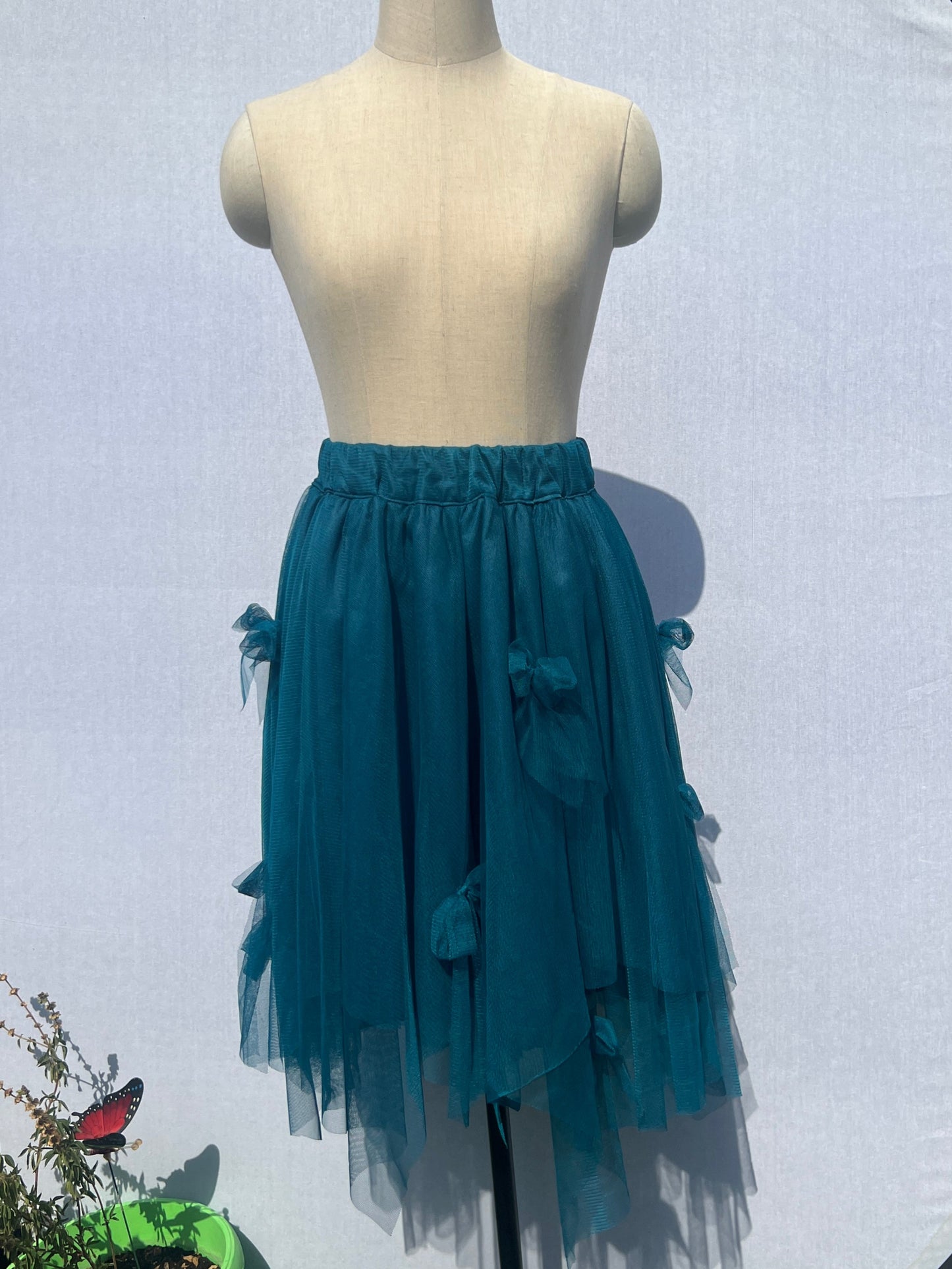 Teal Tulle Midi Skirt