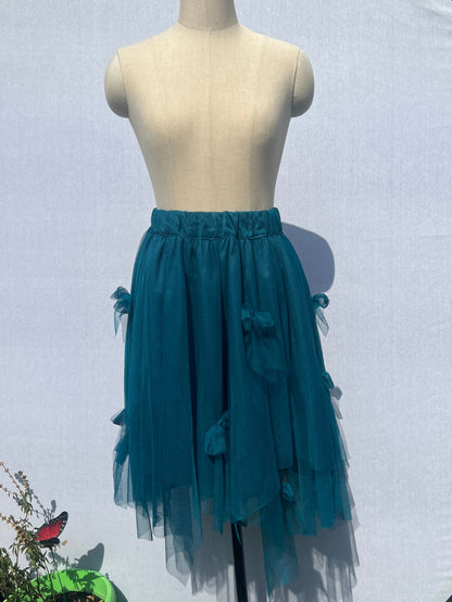 Teal Tulle Midi Skirt