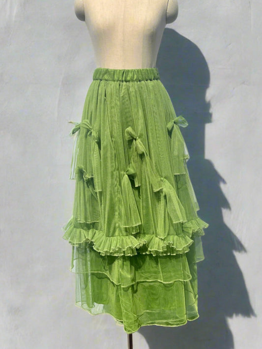 Green Tulle Maxi Skirt