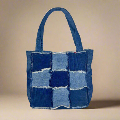 Dark Denim Patchwork Tote