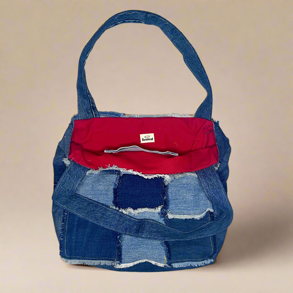 Dark Denim Patchwork Tote
