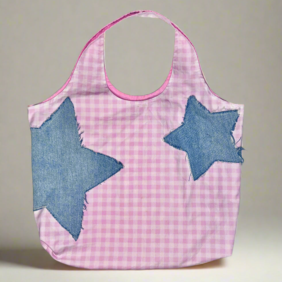 Pink Gingham Star Bag