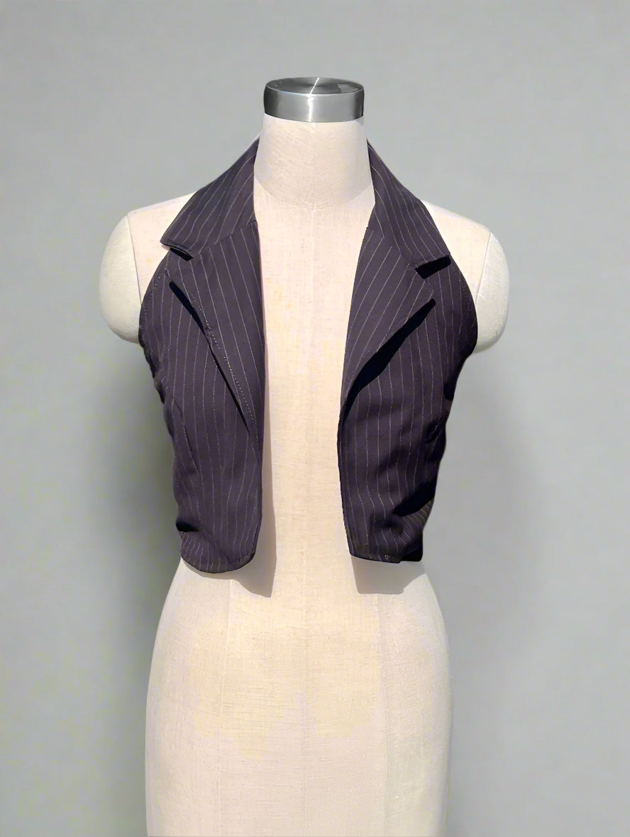 Grey Pinstripe Halter Neck Waistcoat