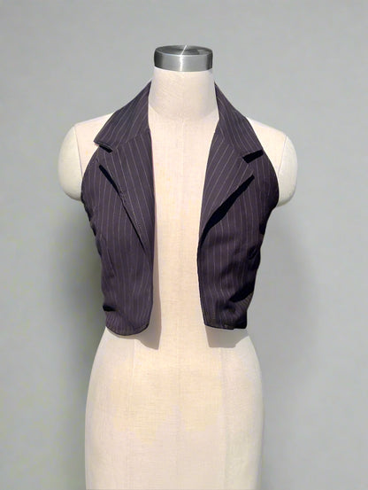 Grey Pinstripe Halter Neck Waistcoat