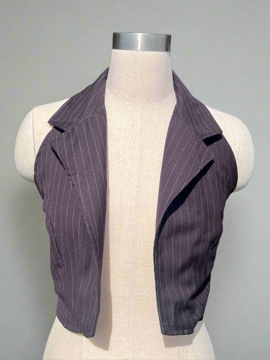 Grey Pinstripe Halter Neck Waistcoat